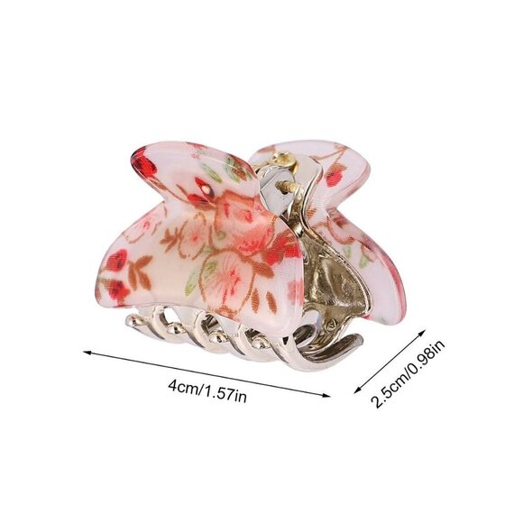 Floral Hair Clips Women\'s Girls Acrylic Claw Ponytail Holders Assorted